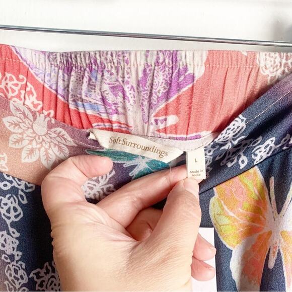 Soft Surroundings Butterfly Jardin D'eau Maxi Skirt Batik Watercolors NWT Large - Picture 4 of 14